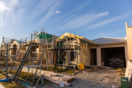 a row of houses getting built at a new estate near Brisbane