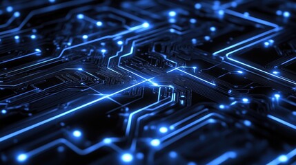 Futuristic Blue Circuit Board Abstract Background
