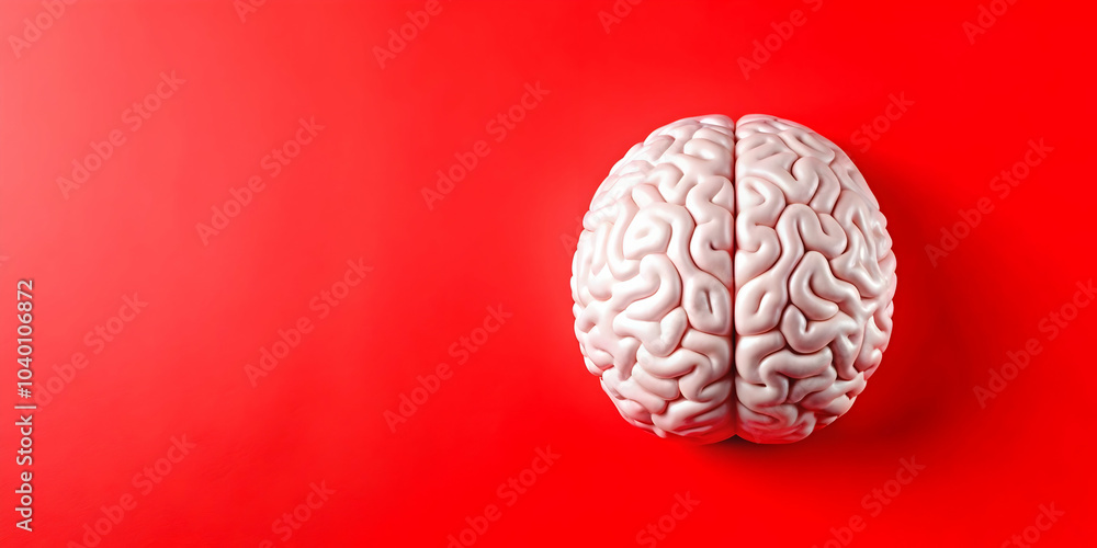 Aufkleber abstract ai brain design on plain red background for business intelligence advertising - bold visual
