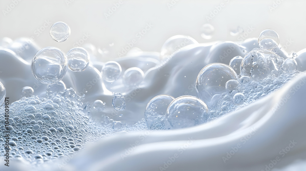 Poster 3d quantum foam bargain bubbles concept extreme close-up of dynamic bubbles forming and popping, fea
