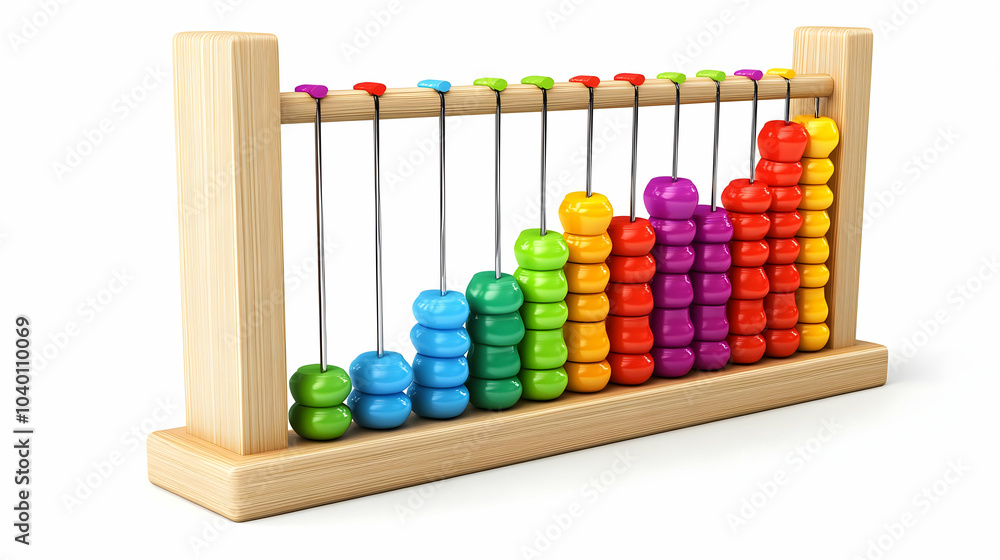 Aufkleber 3d abacus concept vector illustration with graph bars instead of beads in colorful rise, isolated on