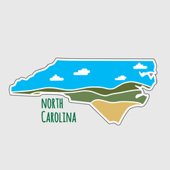 North Carolina State Landscape - Minimalist Mountain and Grass Field Art Design