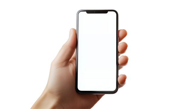 Hand Gripping Smartphone on Transparent Background - Powered by Adobe