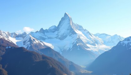 Obraz premium Majestic mountain peaks under a clear sky