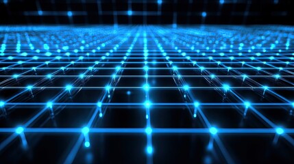 Obraz premium Abstract digital network grid glowing with light, representing technological processes.