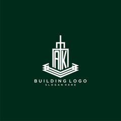 AK initial monogram building logo for real estate