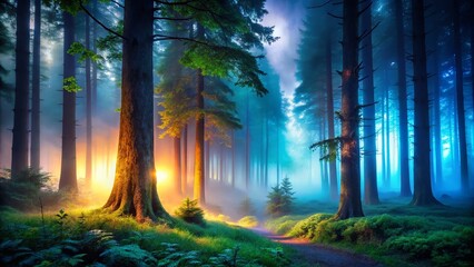 Misty Woods in Fog: Enchanted Forest Landscape for Nature Lovers and Photographers