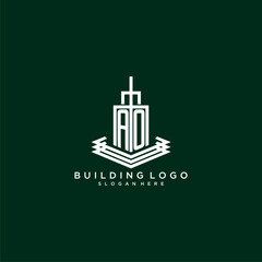 AO initial monogram building logo for real estate