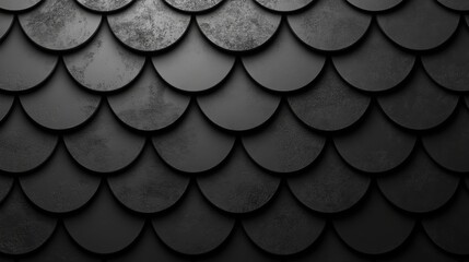 Geometric Scales Pattern in Black and Charcoal Grey, modern design, intricate shapes, seamless texture, bold contrast, contemporary aesthetic