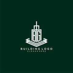 BG initial monogram building logo for real estate