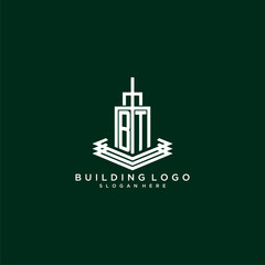 BT initial monogram building logo for real estate