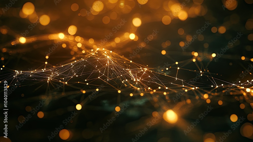 Aufkleber abstract polygonal data network glowing with light on a dark background.