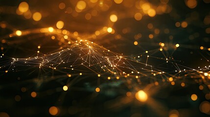 Abstract polygonal data network glowing with light on a dark background.