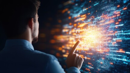 Young Entrepreneur in Business Attire Engaging with Data