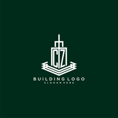 CZ initial monogram building logo for real estate