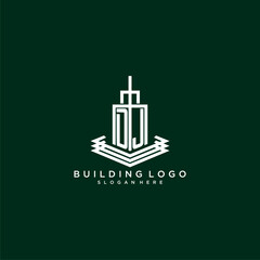 DJ initial monogram building logo for real estate