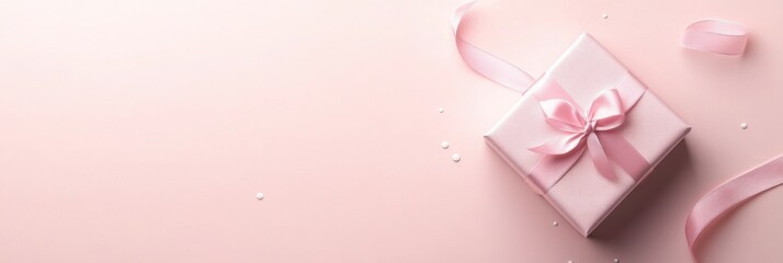 Fototapeta premium Lovely pink feminine tone gift box for Valentine’s Day, Mother's Day.