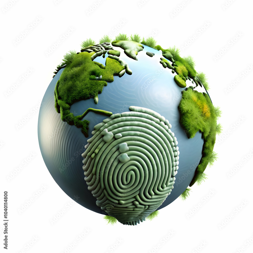 Poster digital fingerprint globe concept image plain background unique identities global data network photo