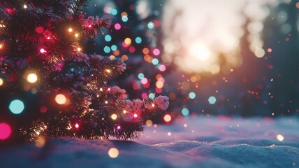 キラキラと光るイルミネーションとクリスマスの雰囲気