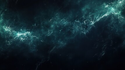 Fototapeta premium Black dark greenish blue dramatic night sky. Gloomy ominous storm rain clouds background. Cloudy thunderstorm hurricane wind lightning. Epic fantasy mystic. Or creepy spooky nightmare, Generative AI