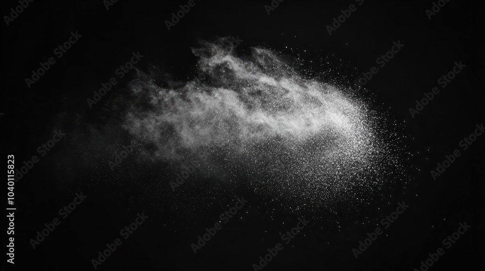 Poster black matte textured background with floating dust particles illuminated by soft light in the top ri