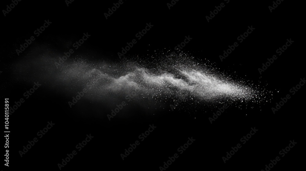 Poster black matte textured background with floating dust particles illuminated by soft light in the top ri