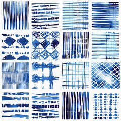 Modern blue white irregular beach patched shape mix for summer doodle beachwear design. Coastal mariner background for seaside living style in repeatable tile.