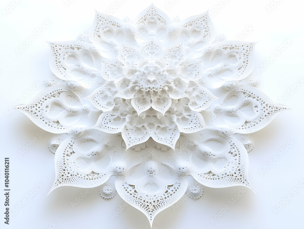 Aufkleber mindful meditation fractals macro shot intricate white design deep consciousness levels zoom isolate