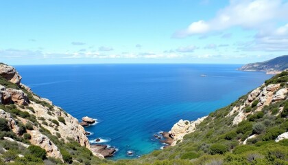 Fototapeta premium Majestic coastal view where land and sea meet in harmony