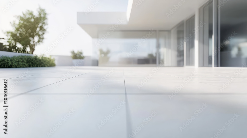 Poster blurred empty white modern terrace building background for product display or key visual layout mont