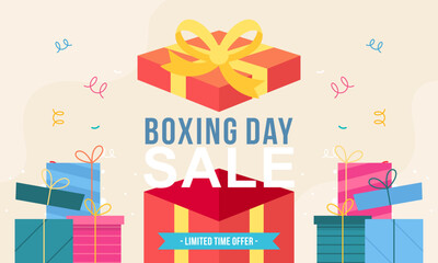 Flat Design Boxing Day Big Sale Banner Background