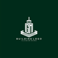 GM initial monogram building logo for real estate