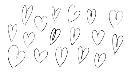 Hand Drawn Doodle Scribble Line Hearts