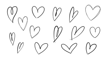 Hand Drawn Doodle Scribble Line Hearts