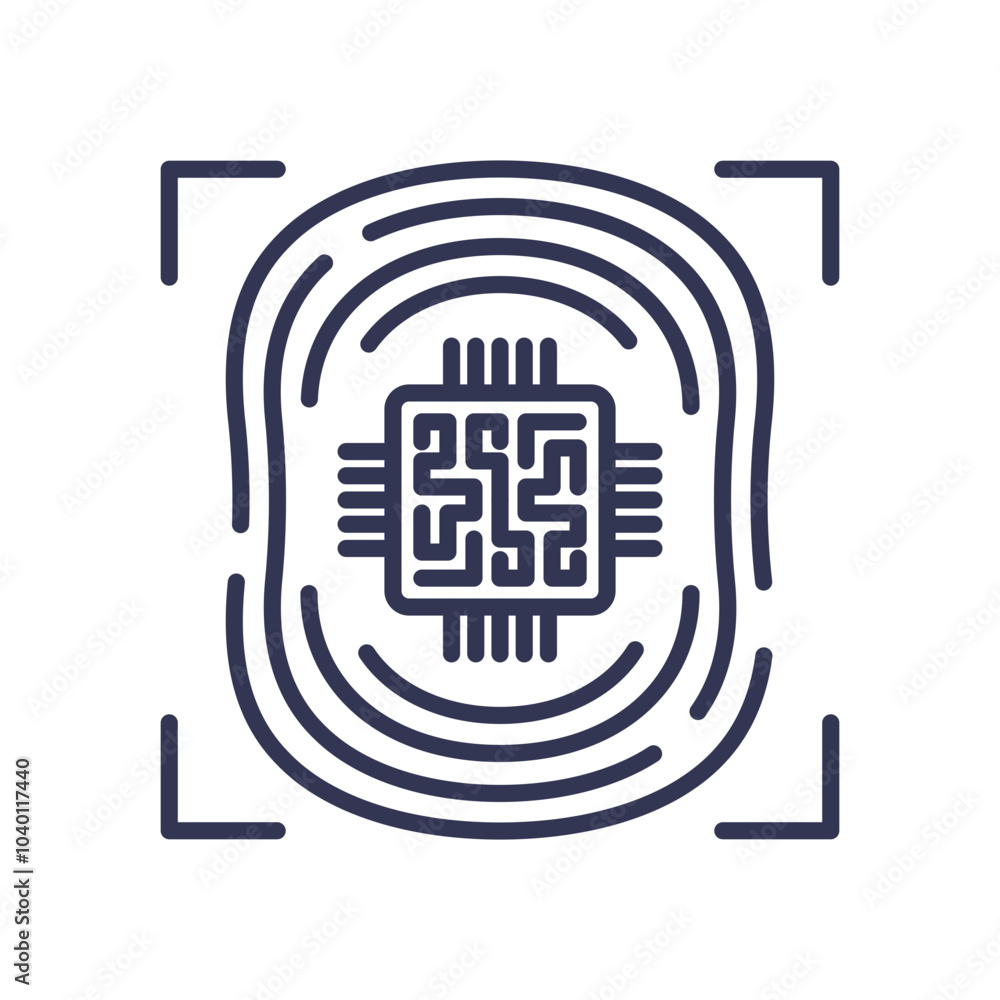 Poster microchip within a fingerprint symbolizes miniaturization and technology integration.