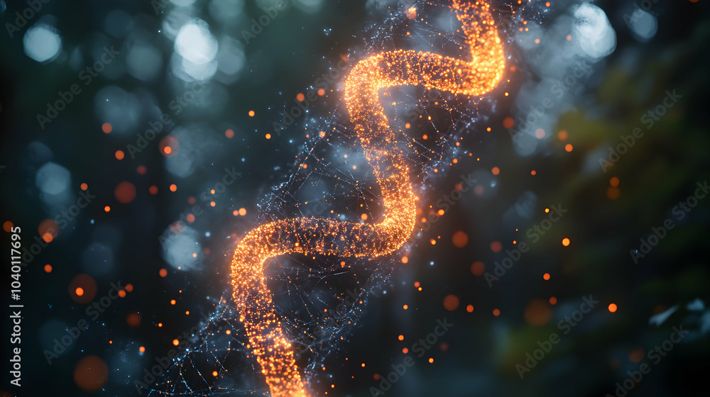 Poster intricate dna double helix interconnected with neural network symbols representing genetic and artif