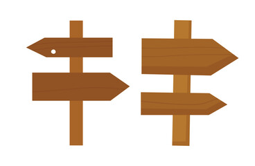 Wooden simple pointing arrows illustrations. Simple flat style.