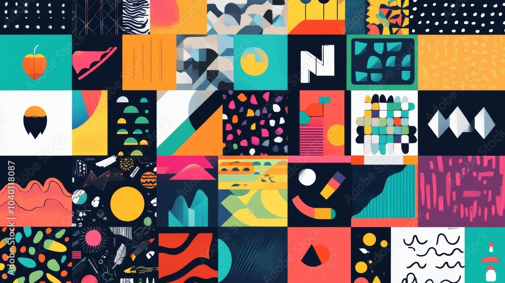Aufkleber a vibrant collection of vector graphics, including creative icons, patterns and backgrounds for use 