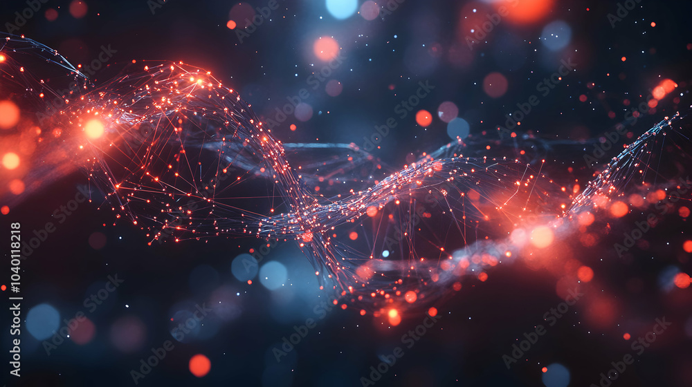 Aufkleber abstract molecular dna structure merging with neural network patterns in a futuristic design