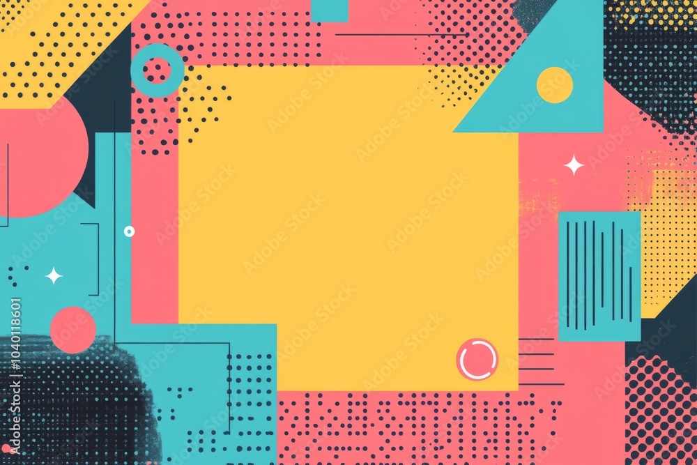 Poster abstract background with geometric shapes creating colorful frame