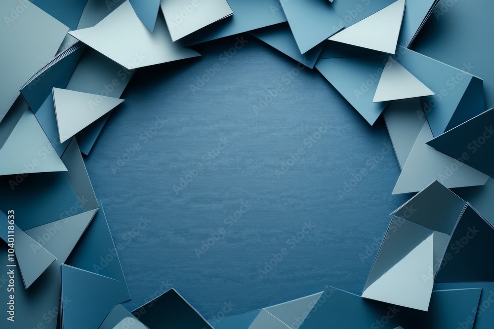Poster modern background with blue geometric shapes forming a circle with copy space. copy space for text