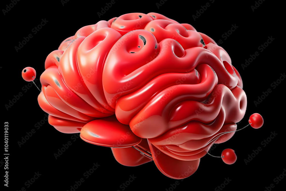 Aufkleber abstract ai brain design on red background for business intelligence advertising | generous copy spa