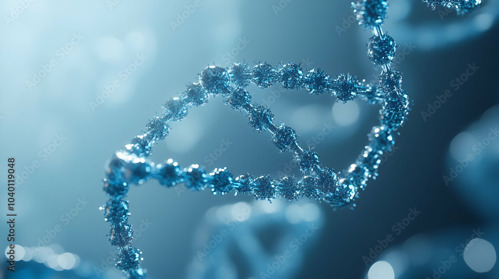 Aufkleber molecular structure of dna intertwined with futuristic neural network design