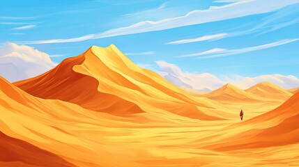 Naklejka premium African desert with wind-sculpted sand dunes, leaving space for copy