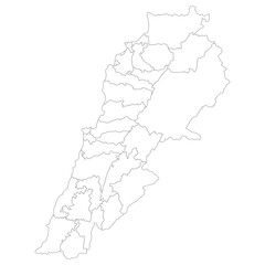 Lebanon map. Map of Lebanon in administrative provinces in white color