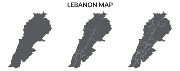 Lebanon map. Map of Lebanon in grey set