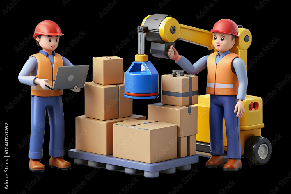 Poster warehouse workers ai inventory robots collaboration logistics human-ai interaction candid photo stoc
