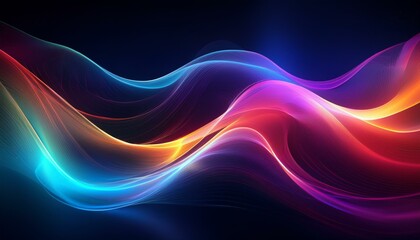 abstarct flow shine liqiud texture colorful curve on dark background vibrant line wave with smoke ai generate