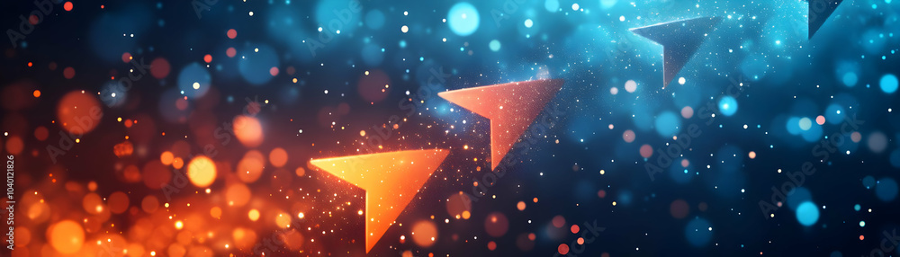 Poster abstract upward pointing arrows with bokeh background - soft style growth symbolism for revenue incr