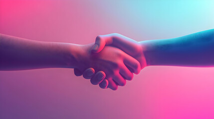 3D Plain Gradient Backdrop Handshake Silhouette Slow Zoom Out Light Flares Generous Copy Space Text Overlay 3D Icon Isolated White Background Creative Concept Visualization